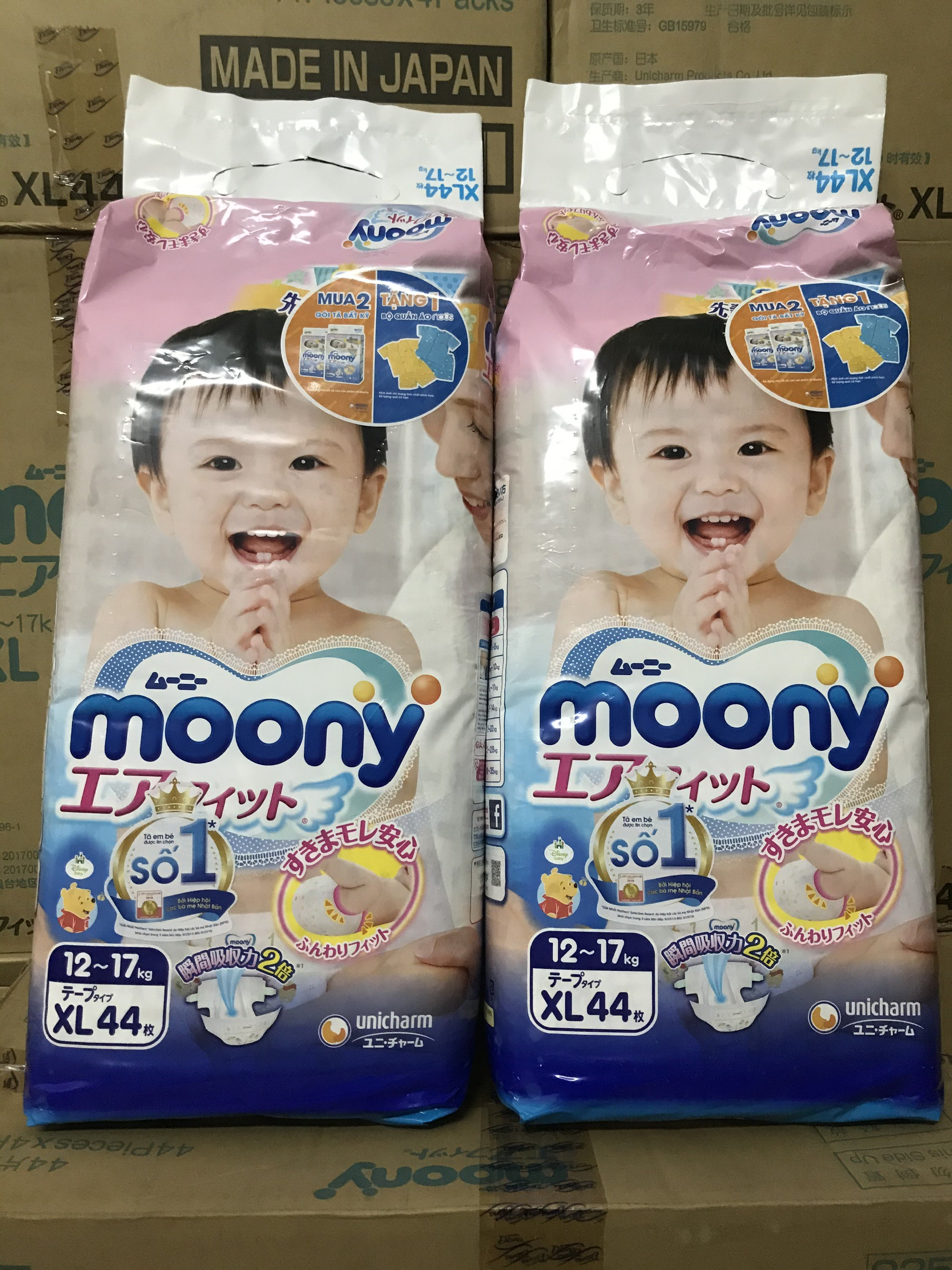 [HÀNG CAO CẤP SELA KHỦNG]Bỉm/Tã Dán Moony Size XL44 Nhập Khẩu Êm Mềm Khô Thoảng (Cho Bé Từ 11kg Đến 17kg)