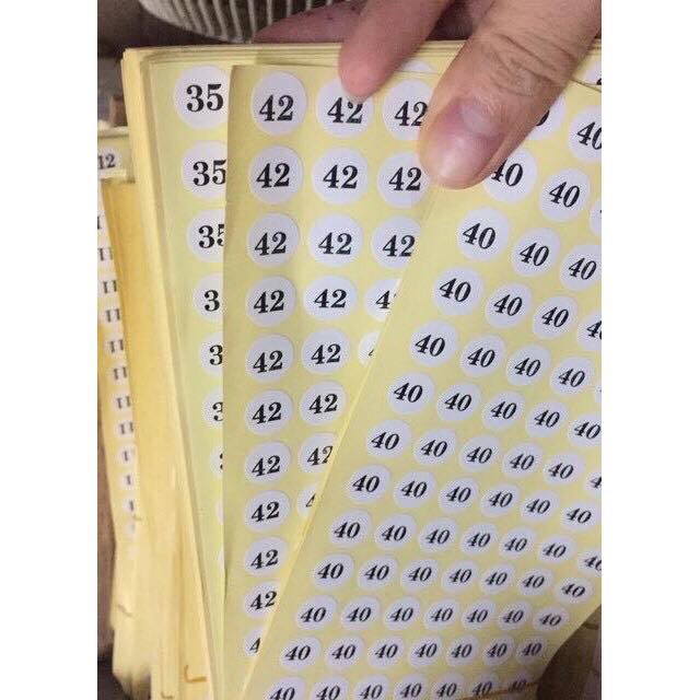 1 miếng có 140 con dán Decal dán size, size số dán mác quần áo MX