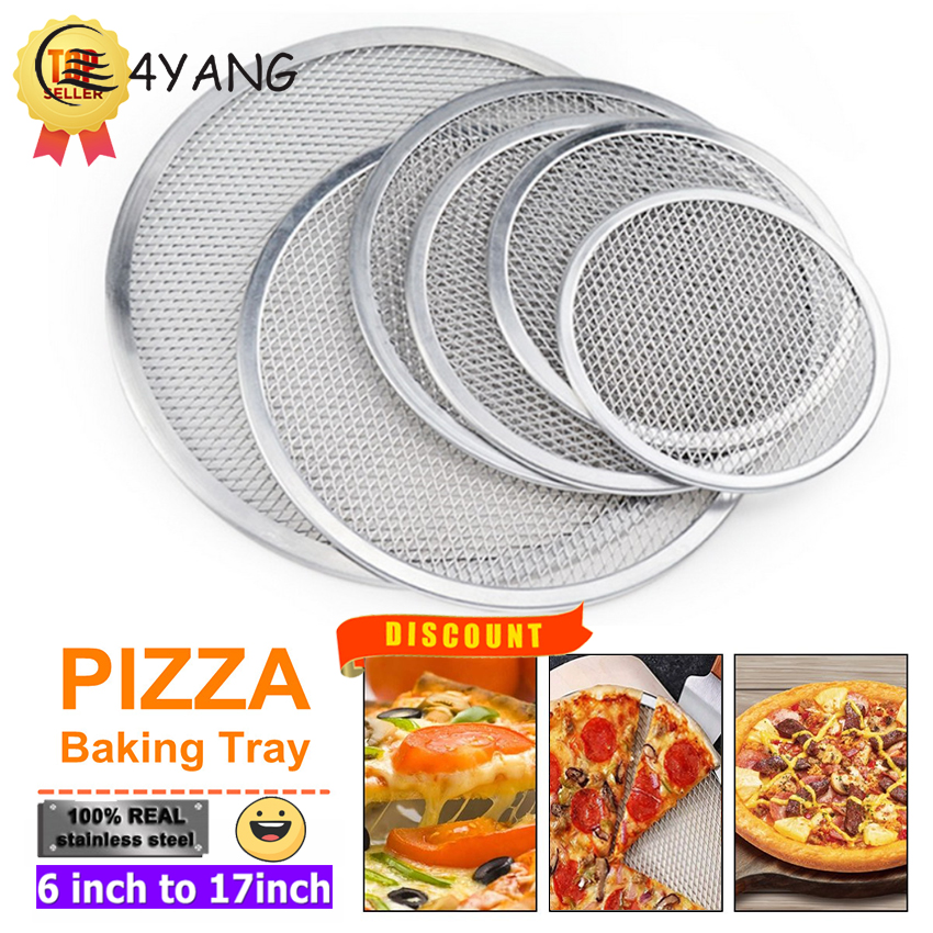 Khay Nướng Bánh Pizza Bằng Nhôm 6-17 Inch, Dụng Cụ Làm Bánh Nướng Bánh Ngọt Chống Dính Có Lưới
