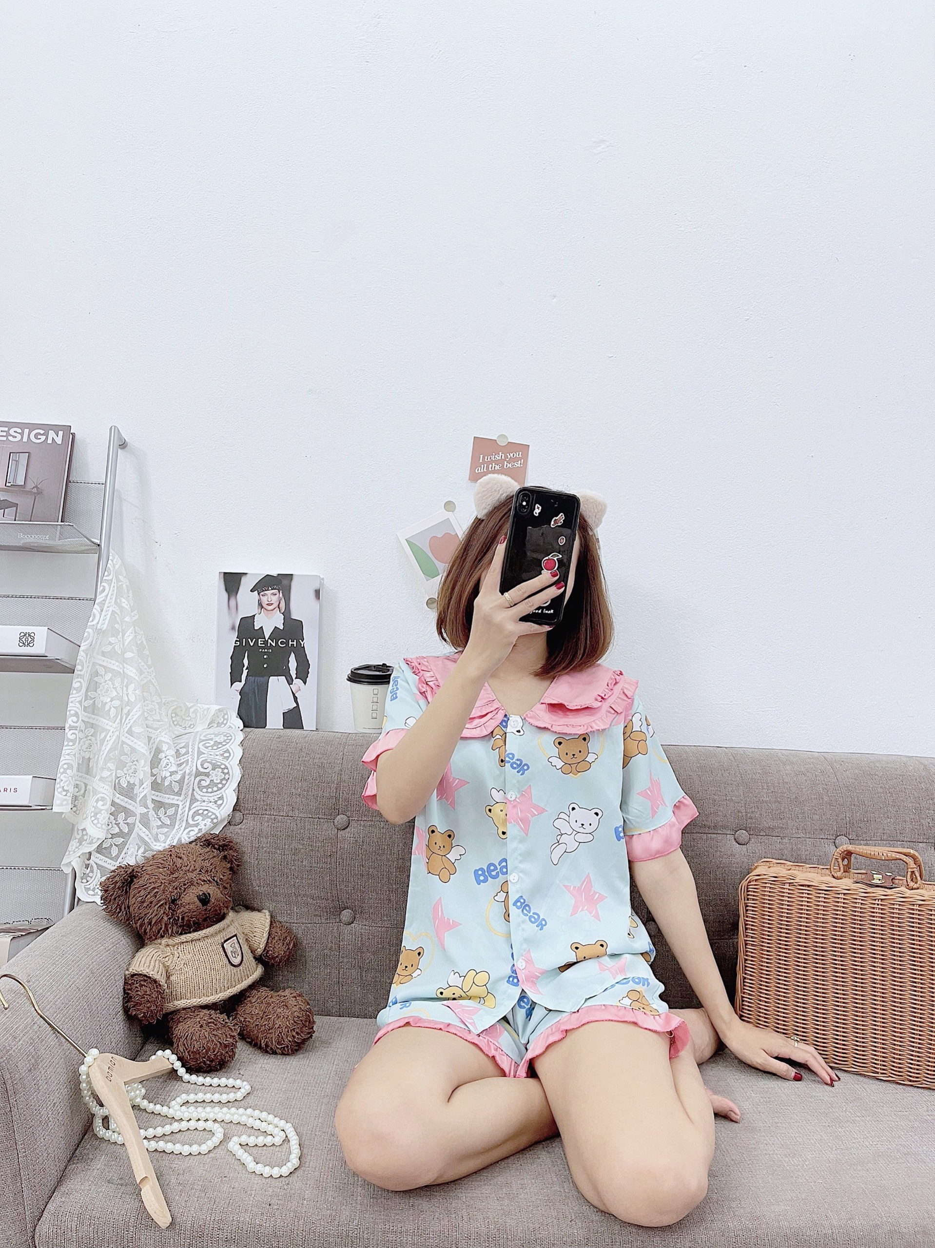 Đồ bộ ngủ bé gái, bộ pijama ngắn tay cho mẹ và bé size 35-55kg chất lụa mango mềm mát