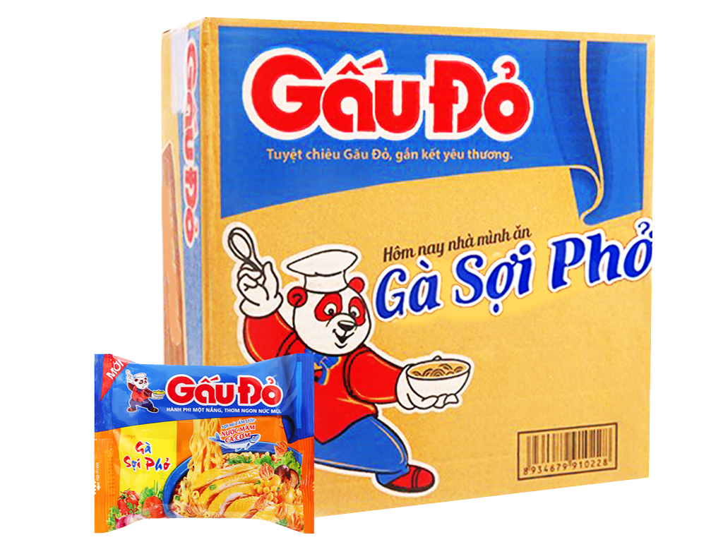 Thùng Mì Gấu đỏ gà sợi phở 30 gói x 64g