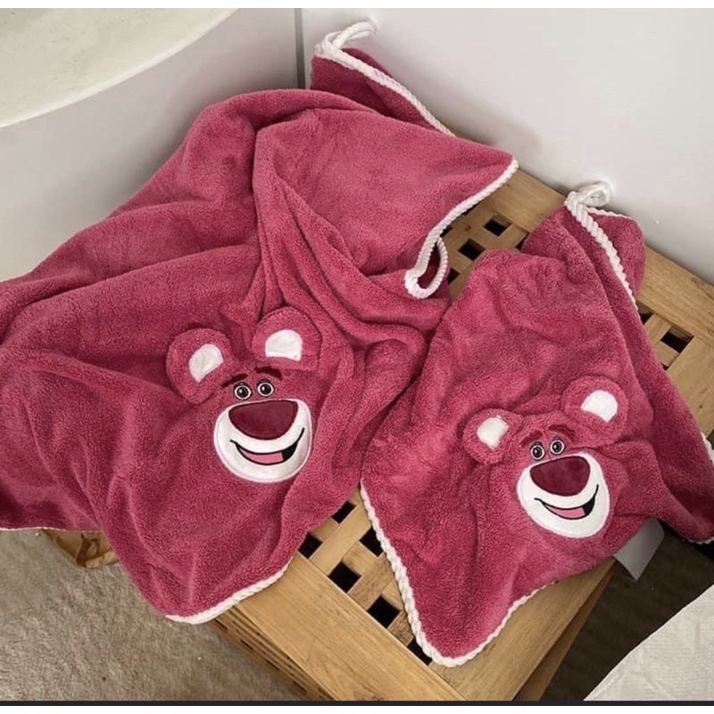 Sét 2 khăn tắm + khăn mặt gấu hồng LOTSO