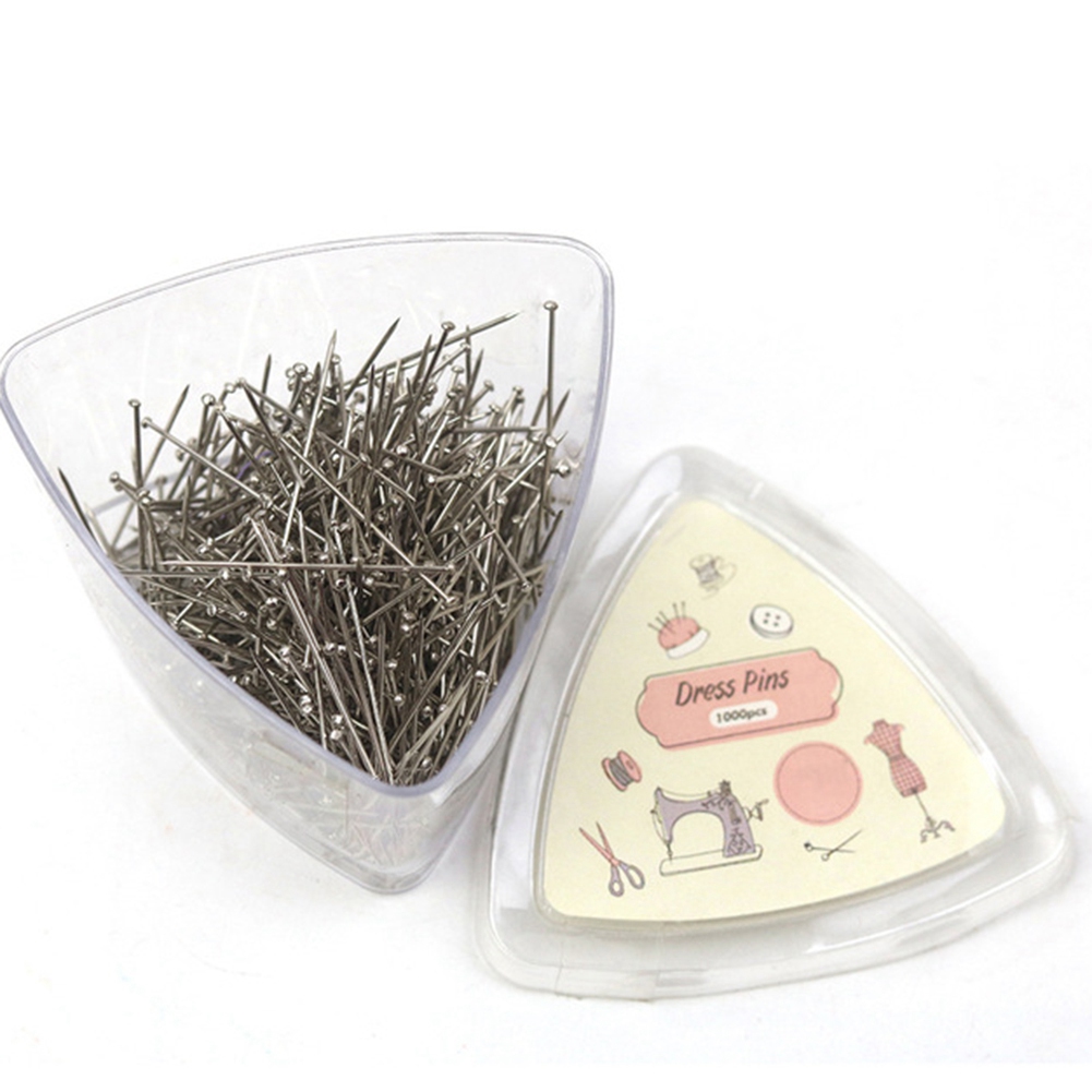1000Pcs/Box Stainless Steel Pins Dressmaker Pin Shirt Silk Satin Pin Quilt Applique Sewing Needle 31mm