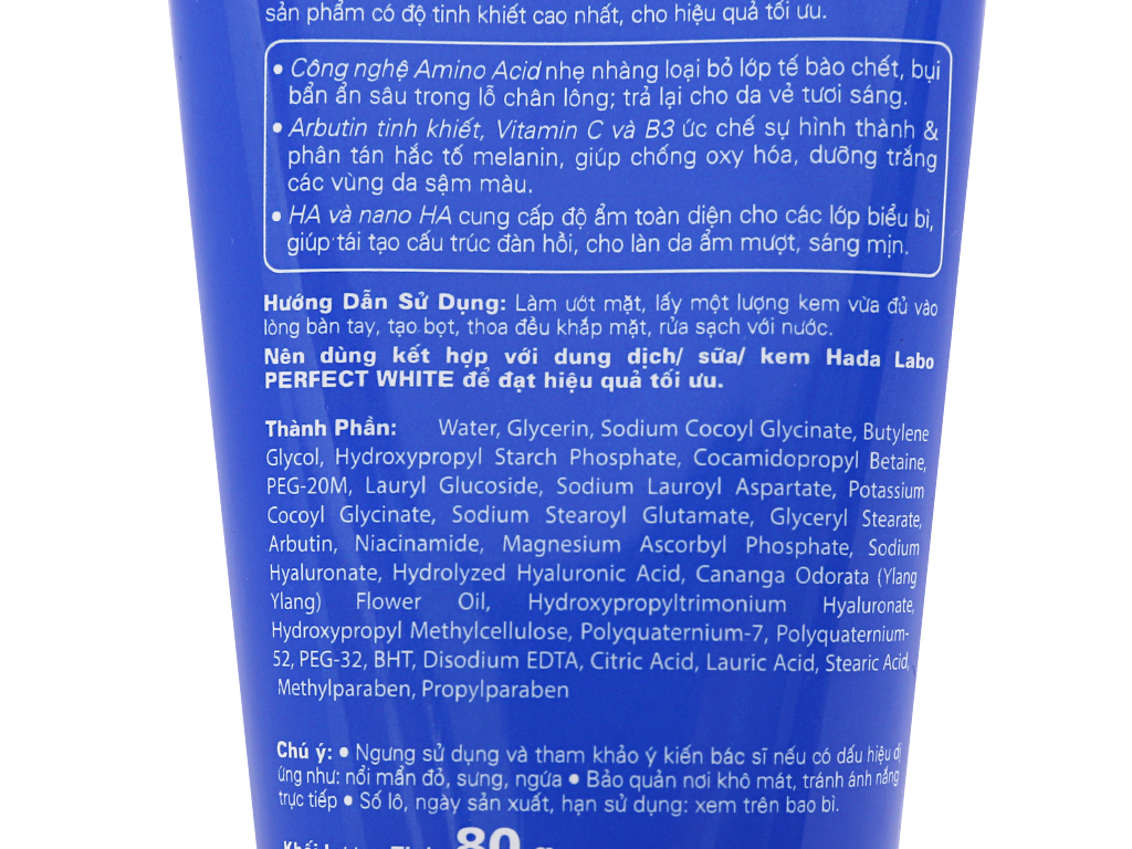 Kem rửa mặt dưỡng trắng Hada Labo Perfect White 80g