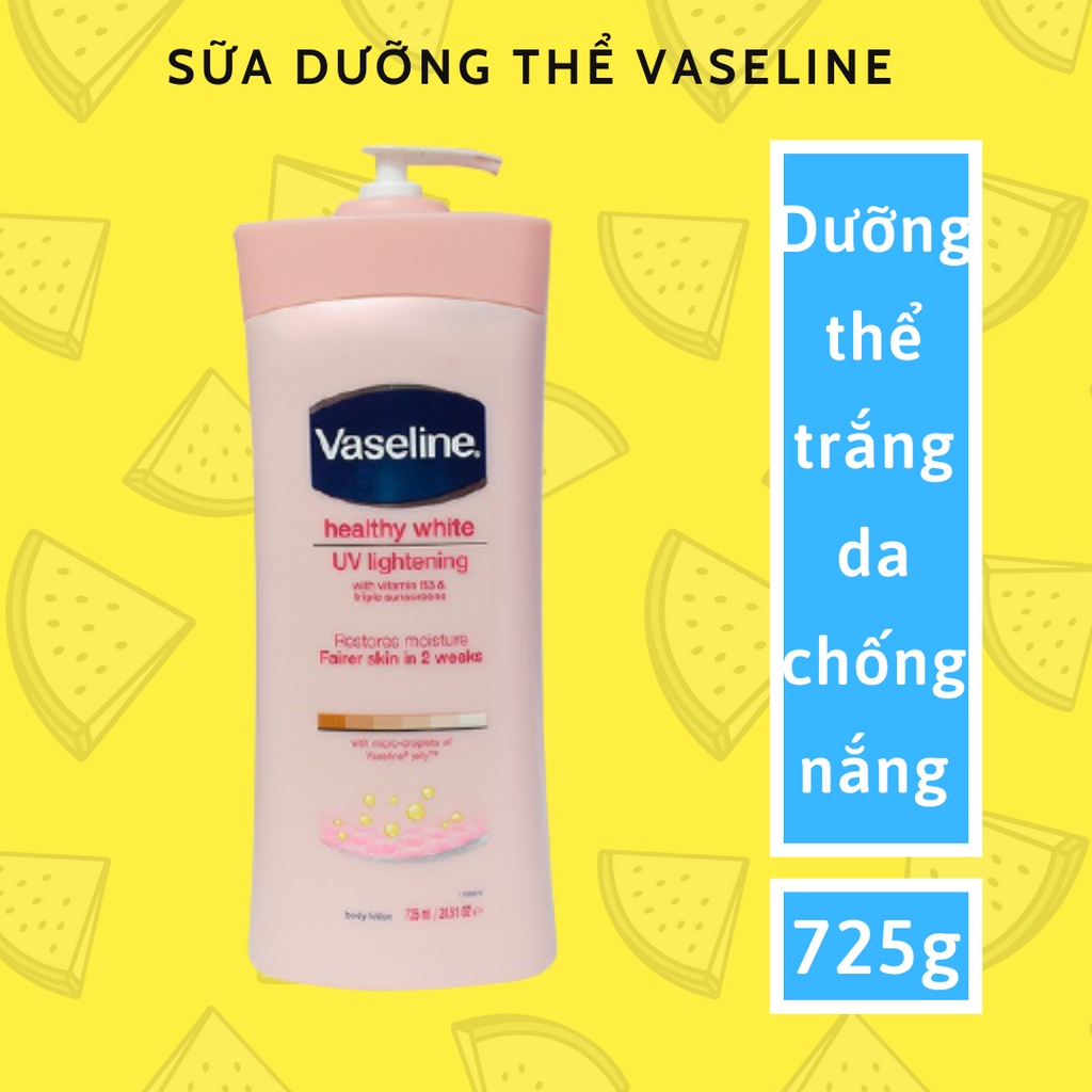 Sữa dưỡng thể VASELINE dưỡng trắng da 725ml (Dưỡng thể ban ngày Vaseline chai hồng/ Vaseline chai vàng)