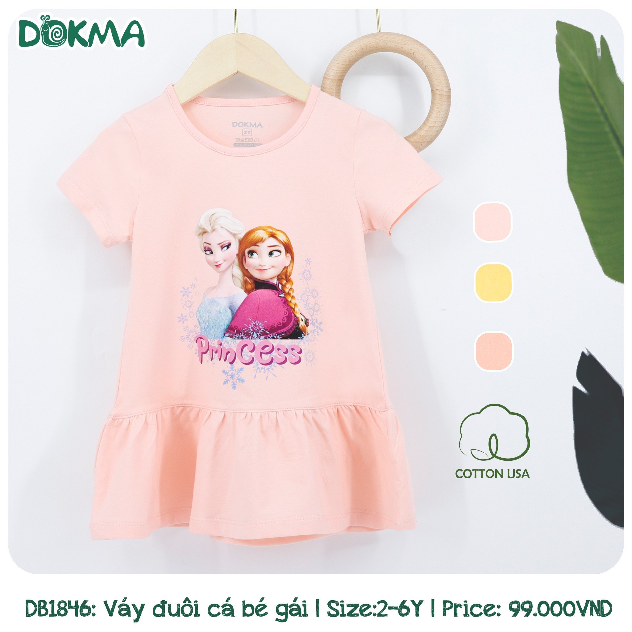 Váy cộc tay bé gái Dokma DB1846 (2-6 tuổi, 11-22kg)