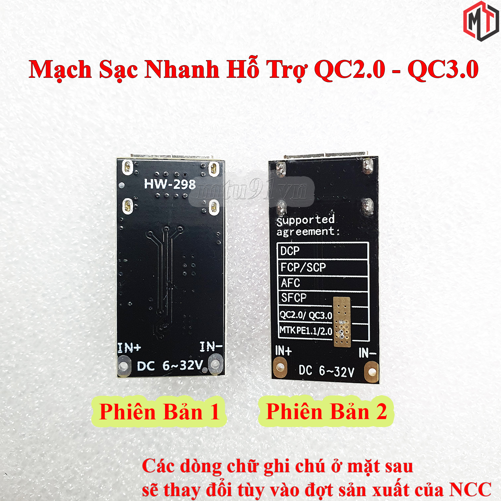 Mạch Sạc Nhanh Hỗ Trợ QC2.0 - QC3.0 (Mạch BUCK 10-32VDC ra 1 cổng USB 5V-2.1A)