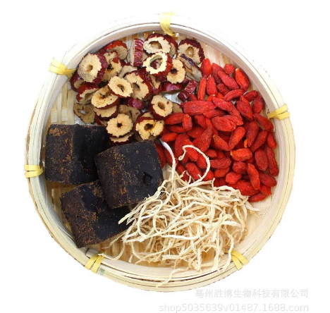 Trà đường nâu mix gừng, hoa hồng, kỷ tử, táo đỏ, long nhãn