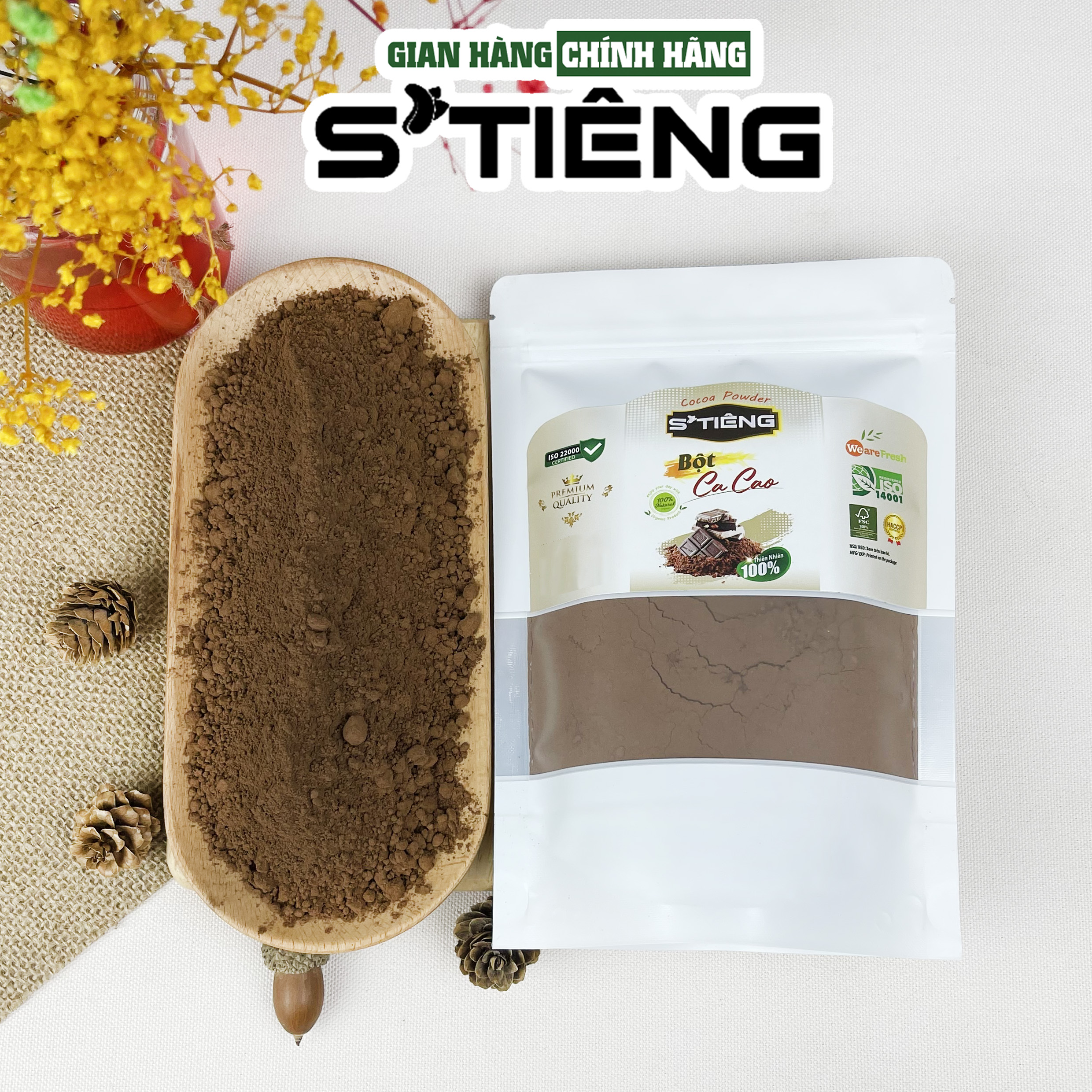 Bột CACAO Nguyên Chất Cao Cấp Không Đường STIÊNG