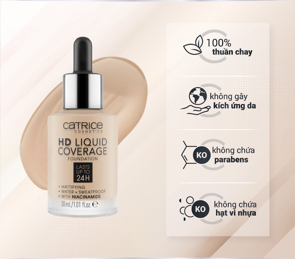 Kem nền Catrice HD Liquid Coverage Foundation 30ml