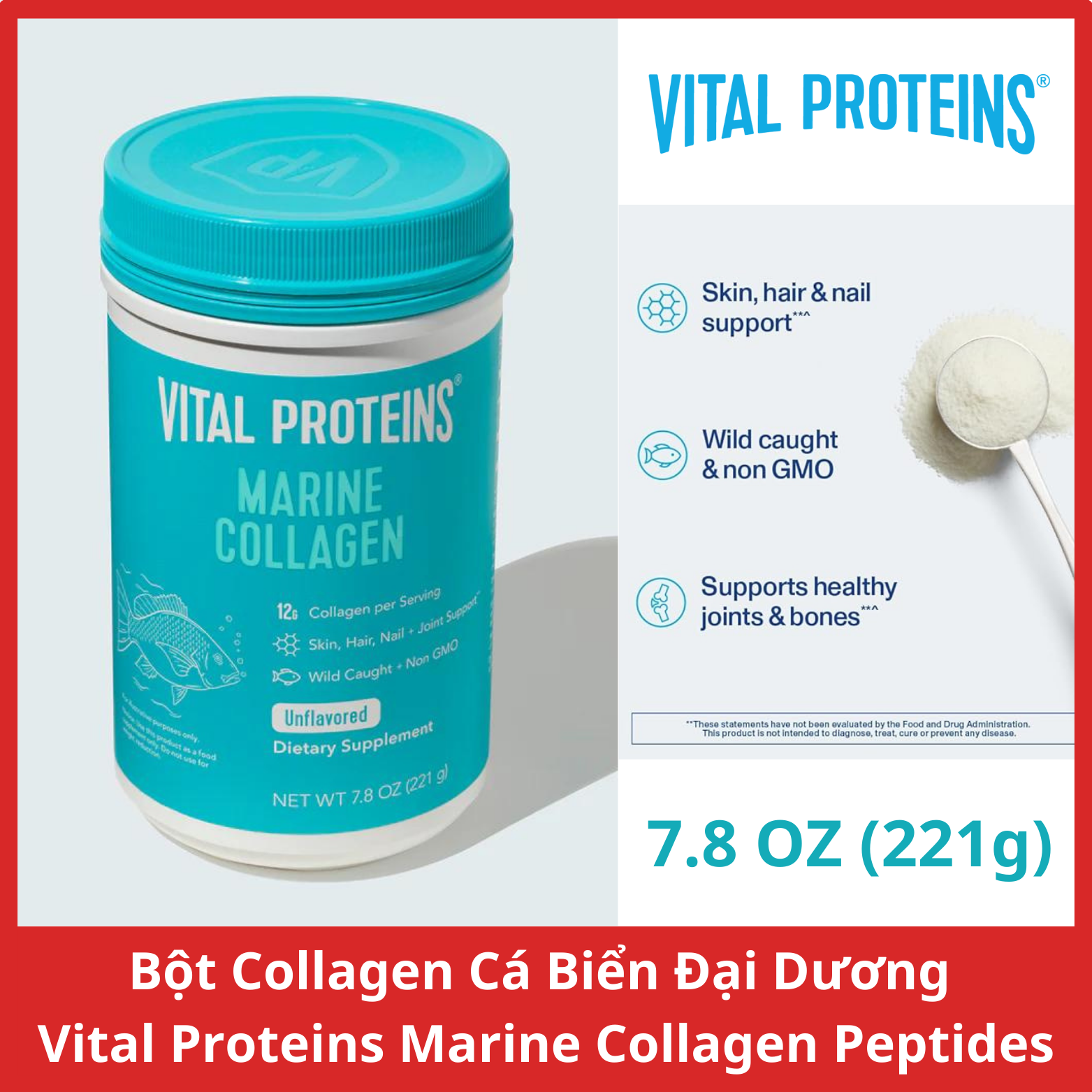 Bột Collagen thủy phân Vital Protein Marine Collagen 200/221/413g
