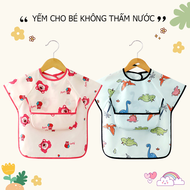 Yếm ăn dặm chống thấm cho bé, không tay, mặc mùa hè cực mát