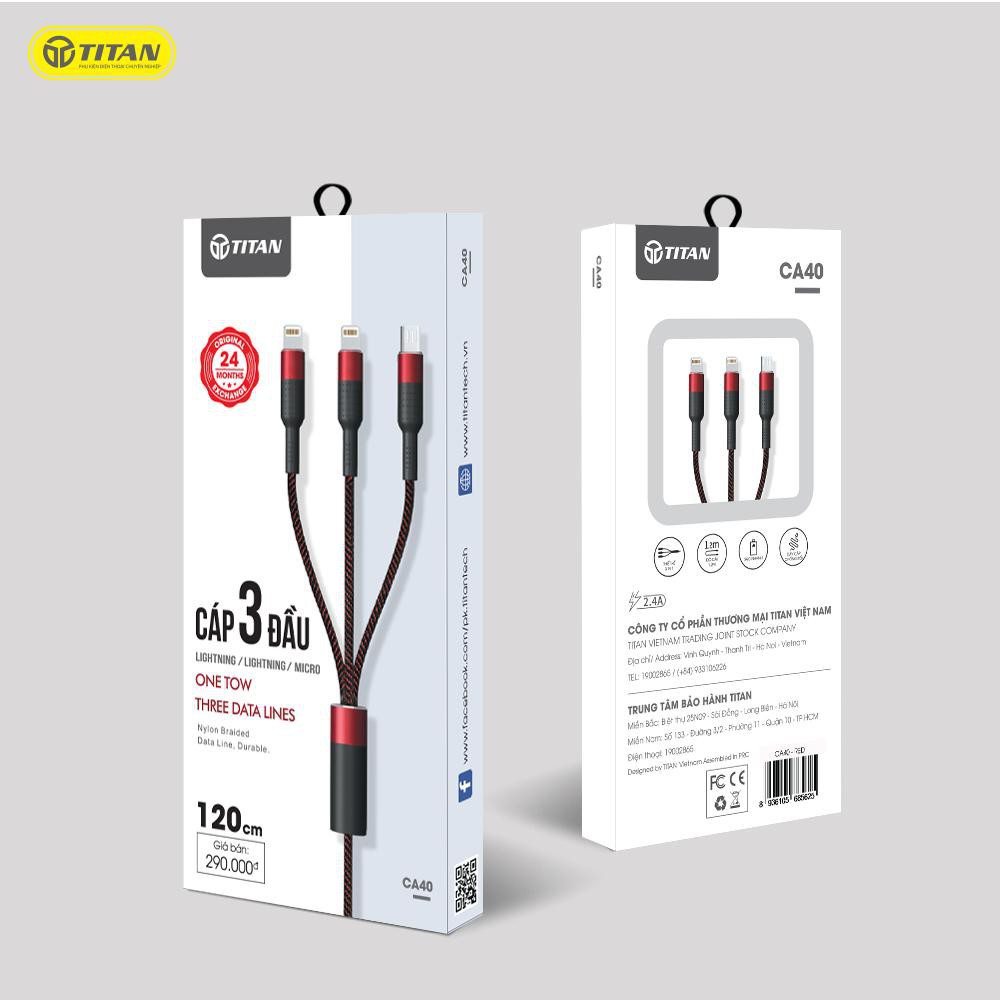 Cáp Sạc 3 Đầu TITAN CA39 / CA40 Độ Dài 1M2