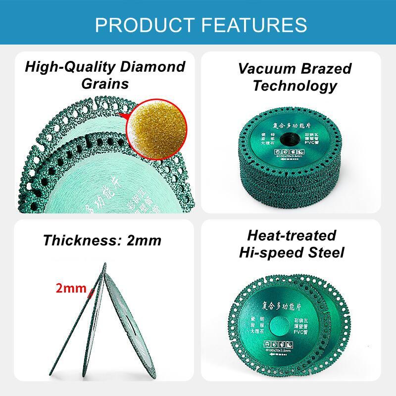 6-in-1 Diamond Cutting Disc, Ultra-Thin 100mm Composite Multi-Purpose Saw Blade for Ceramic Tiles, Pvc, Metal, Wood and Marble.