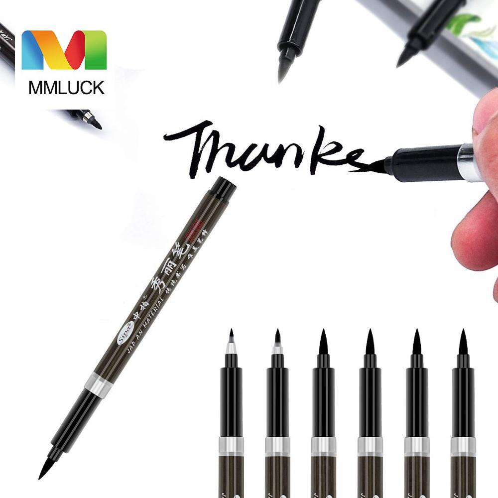 MMLUCK Mực Đen 3 Cái/bộ Tay Chữ Vẽ Học Tập Văn Phòng Phẩm Trường Công Cụ Viết Nguồn Cung Cấp Bức Tranh Đánh Dấu Thư Pháp Bàn Chải Bút