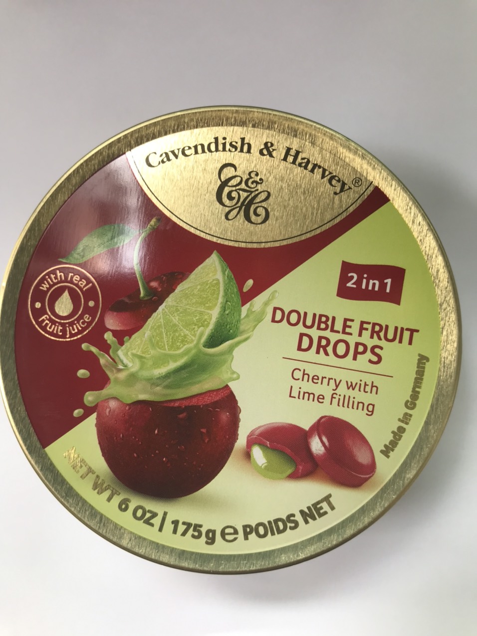 Kẹo Hộp Thiếc Đức Cavendish Harvey Hương Cherry Nhân Chanh Cherry With Lime Filling