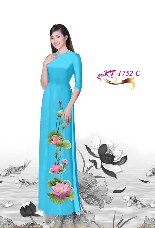 [HCM]Vải Áo Dài 3d bộ In Hoa Sen