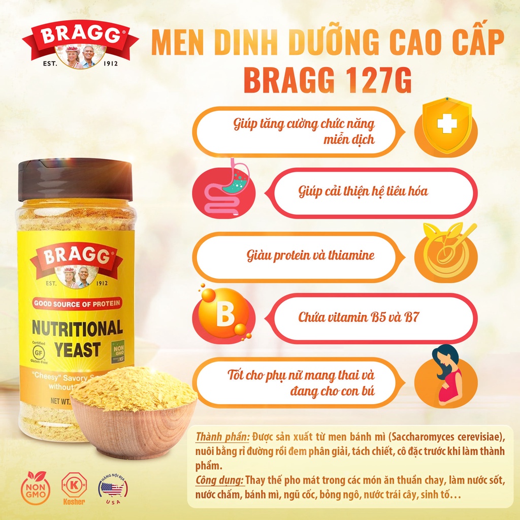 Men Dinh Dưỡng Nutritional Yeast 127g Bragg Nutritional Yeast
