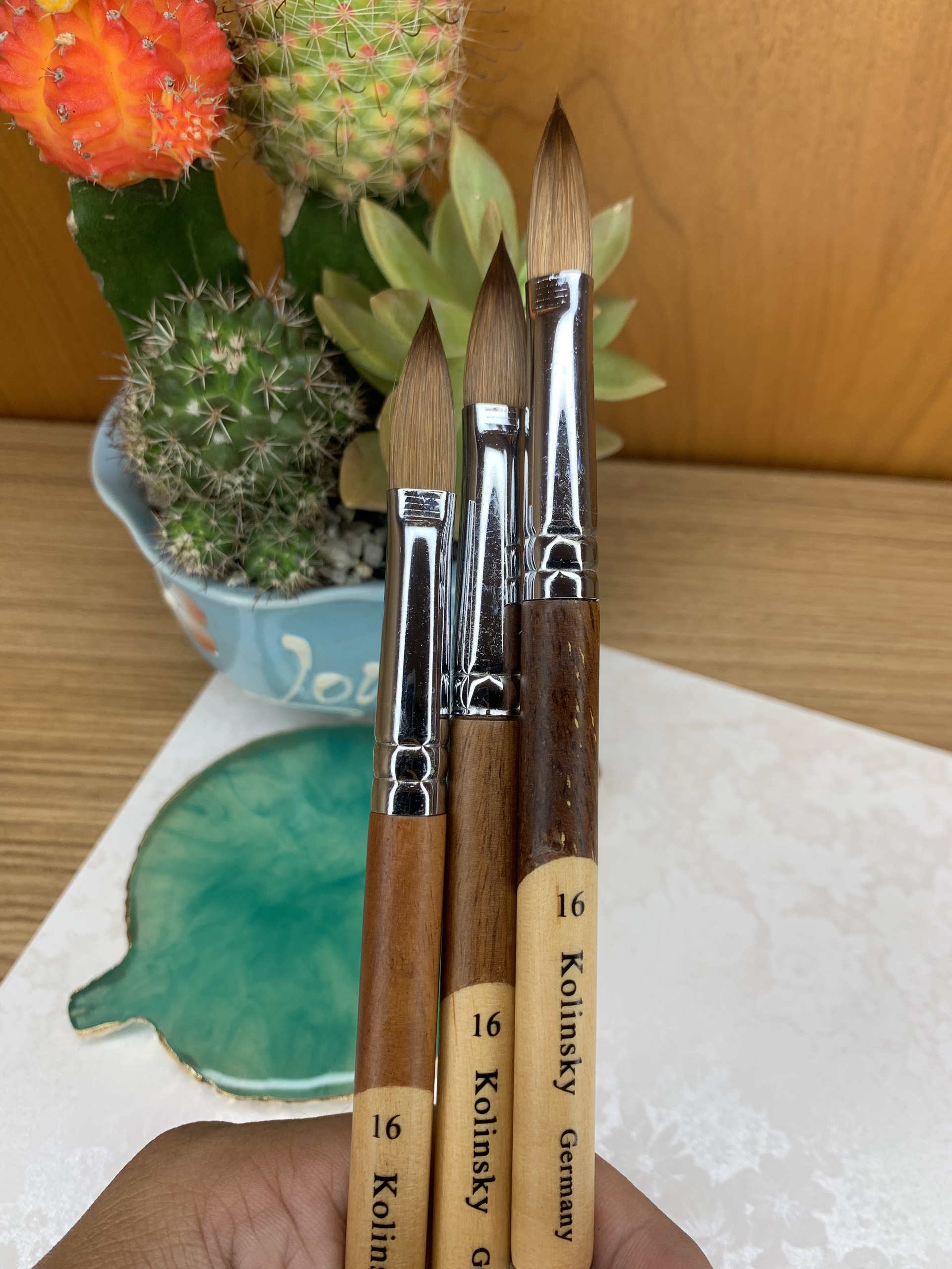 Cọ Đắp Bột Nail Kolinsky Germany Cán Gỗ 2 Màu [ Cọ Đã Bấm Đầu, Nếu Muốn Lấy Cọ Chưa Bấm Vui Lòng Liên Hệ ]