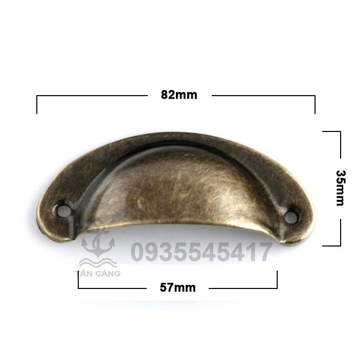 Tay nắm 01 màu đồng xanh hình bán nguyệt Cổ điển - KT:8.2cm
