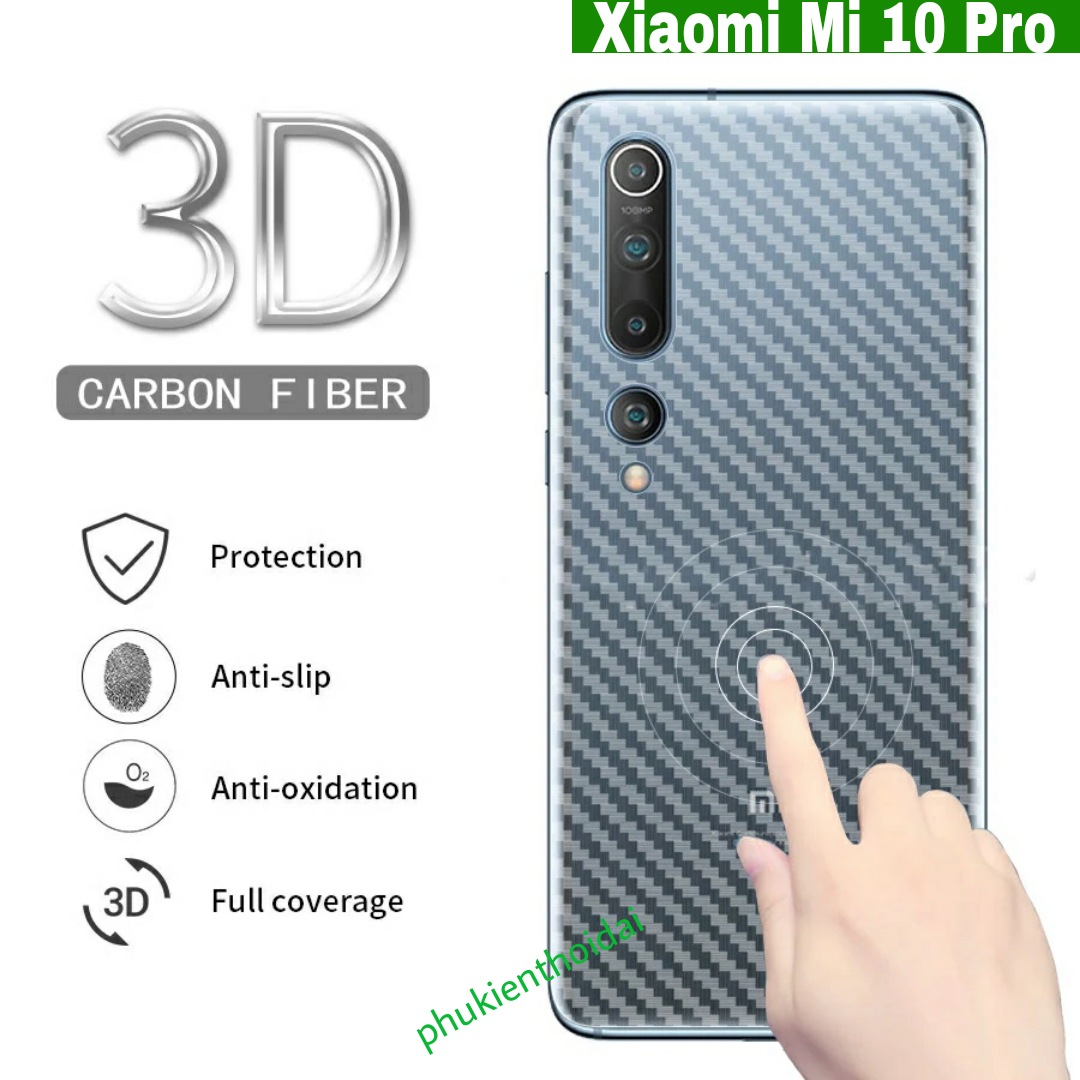 Dán lưng Carbon Xiaomi Mi 10 Pro vân caro chống mồ hôi