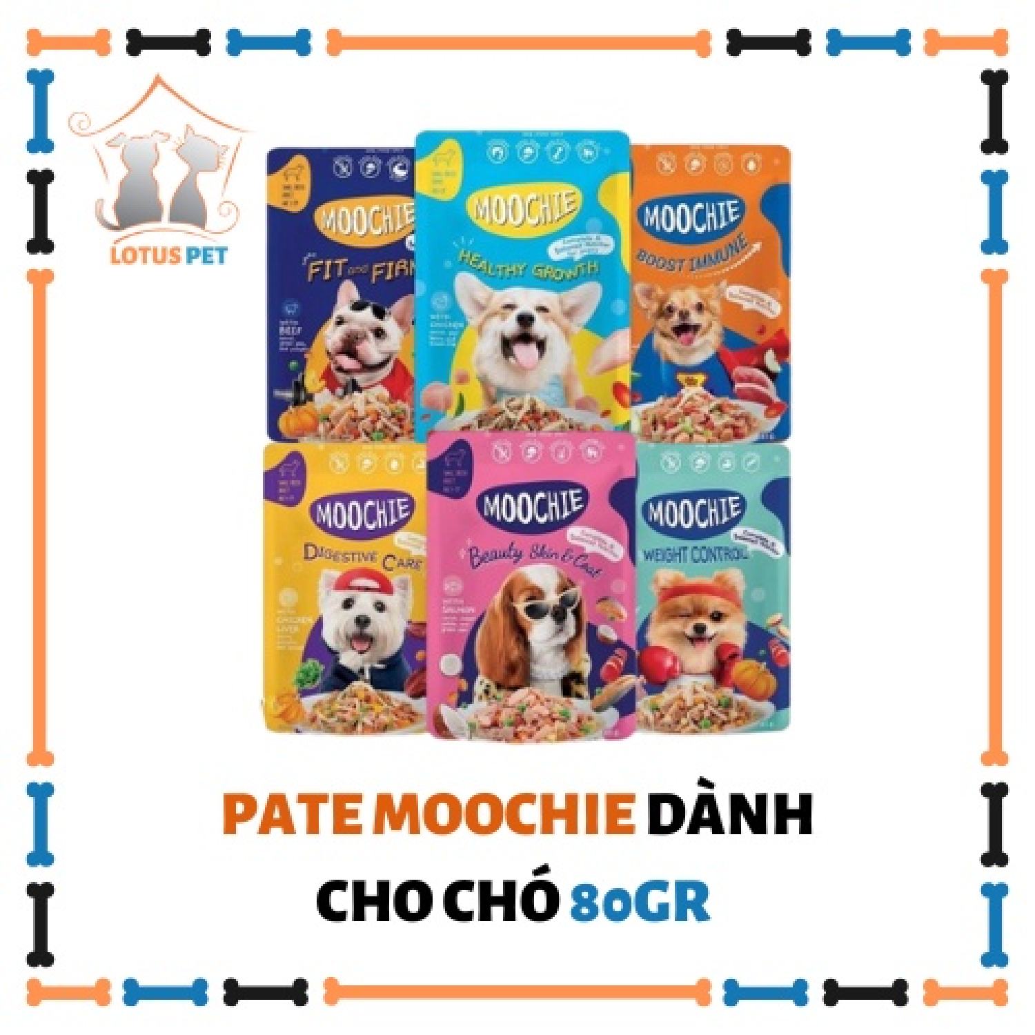 Pate gói Moochie dành cho chó - 85gr (6 vị)