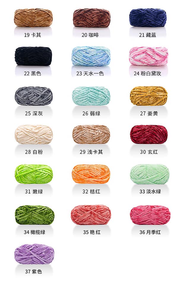Len nhung Chenille mềm mịn nhẹ 100gr - Mã màu 01 - 21