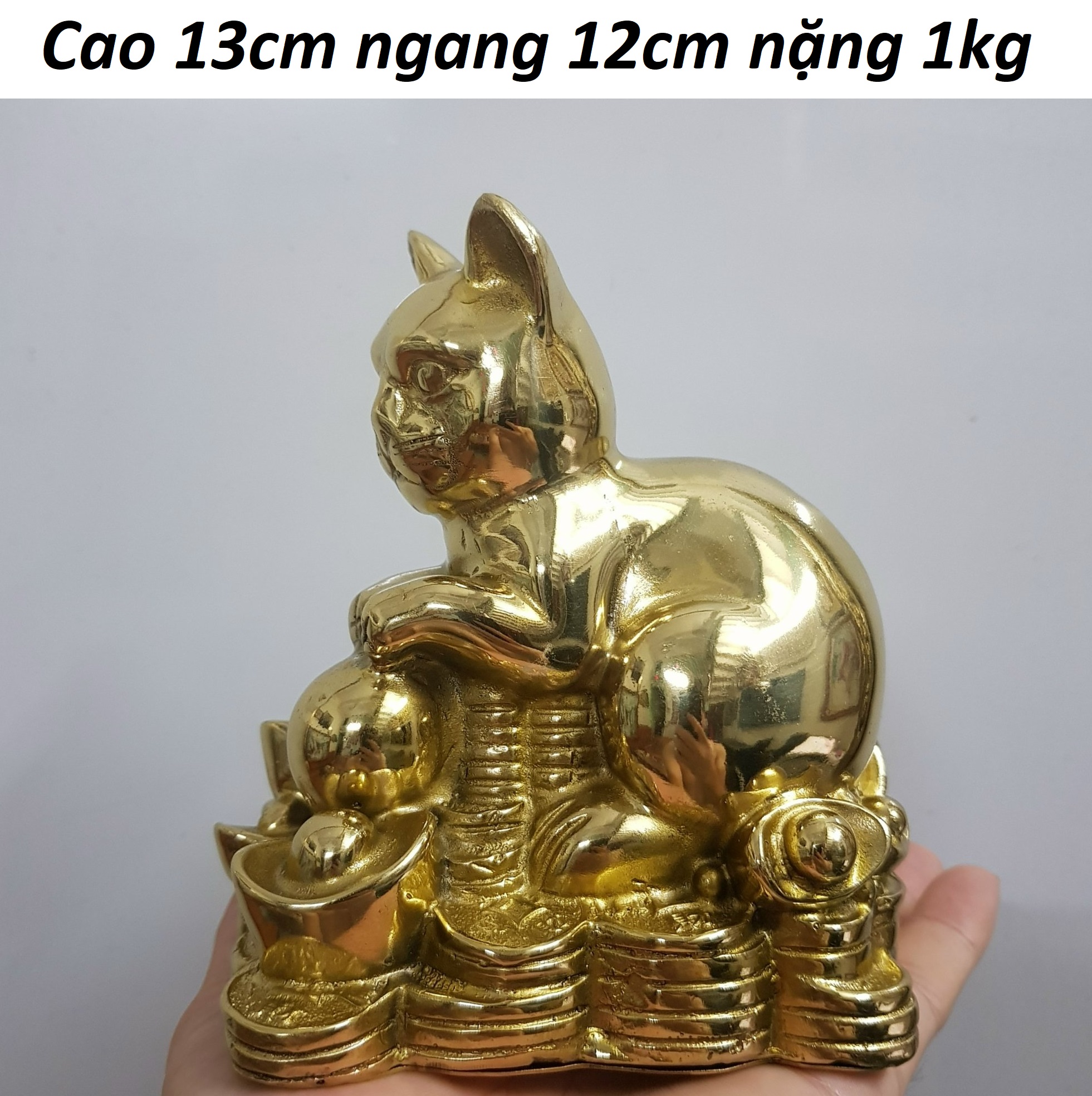 Tượng mèo kim tiền bằng đồng MS34