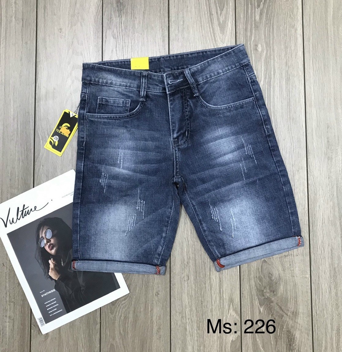 QUẦN SHORT JEAN NAM RÁCH ĐÙI TM025