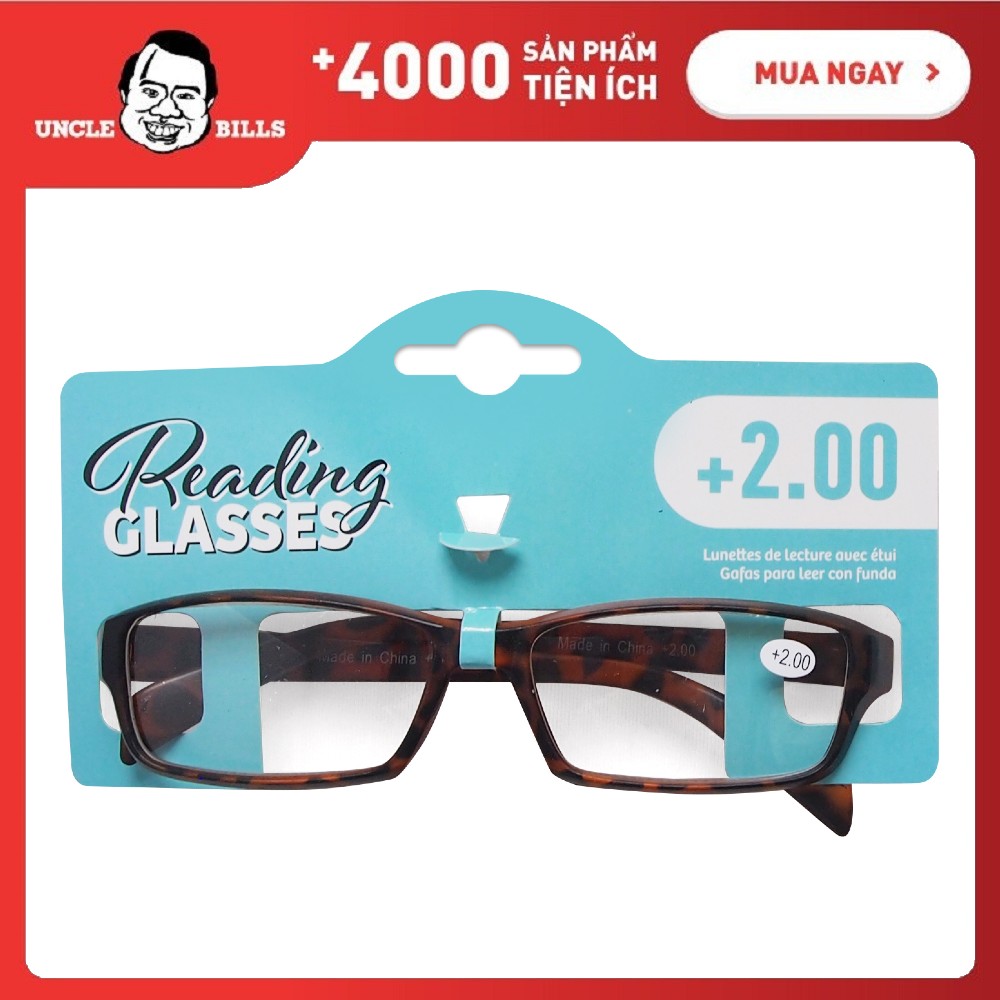 Kính Đọc Sách +2.00 Độ Màu Vàng nâu Uncle Bills