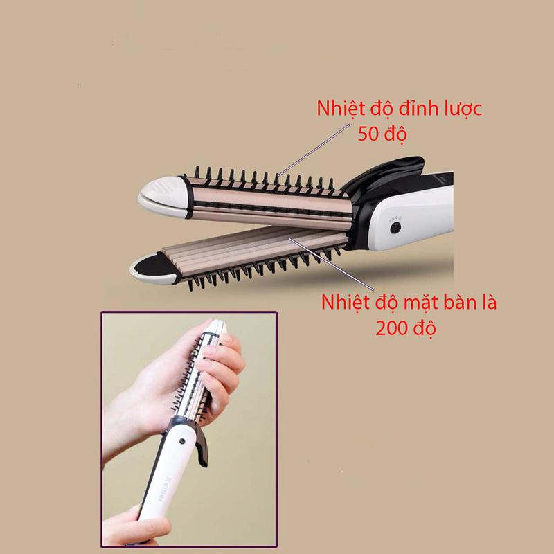 Máy là tóc và dập xù tóc 4 mức nhiệt KEMEI 6877