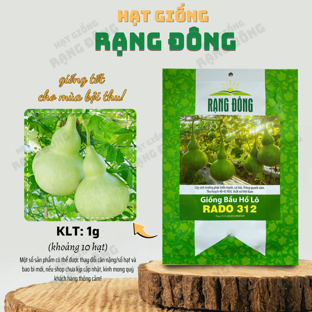 Hạt giống Bầu Hồ Lô 312 (1g~10 hạt) nảy mầm tốt, sinh trưởng khỏe, trồng quanh năm - Hạt giống Rạng Đông