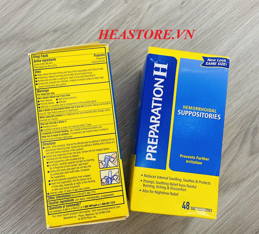 VIÊN ĐẶT TRĨ PREPARATION H SUPPOSITORIES 48 VIÊN