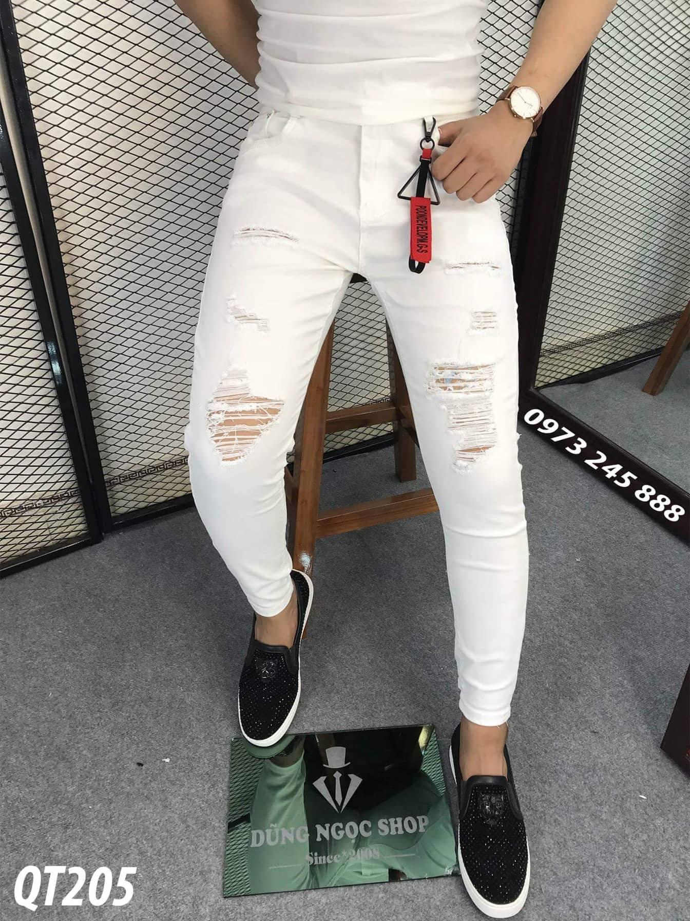 [có video] Quần jean nam cao cấp màu đen trắng rách nhiều kiểu cách co giãn bốn chiều 710