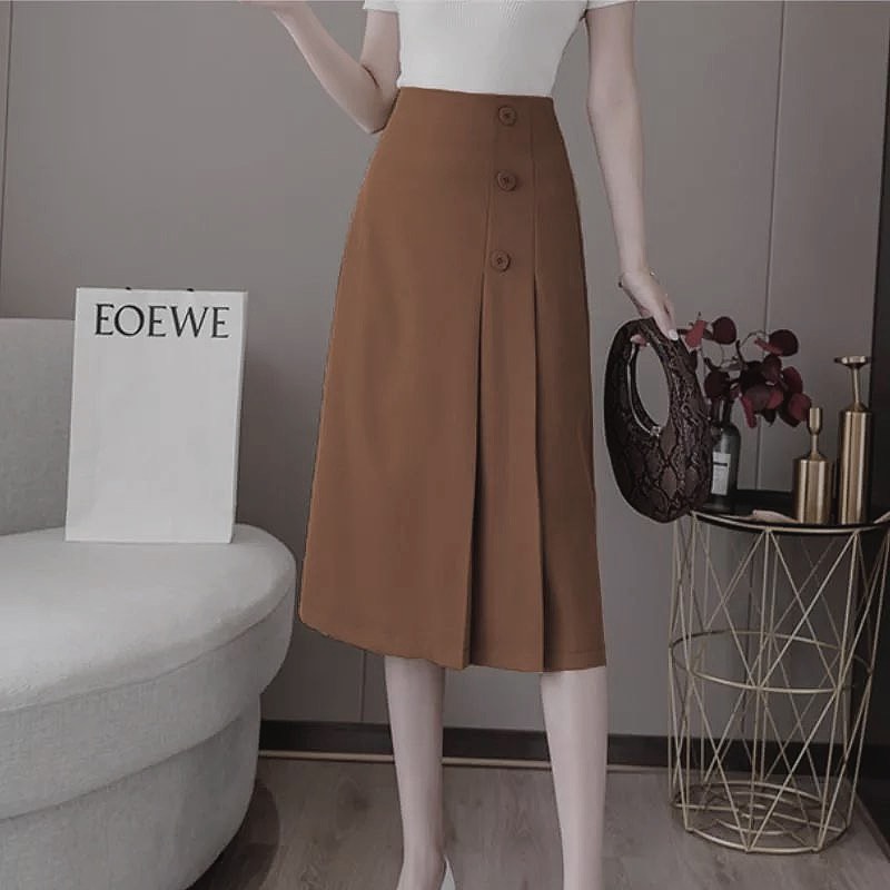Chân Váy Dài Cao Cấp Phối 3 Cúc 704