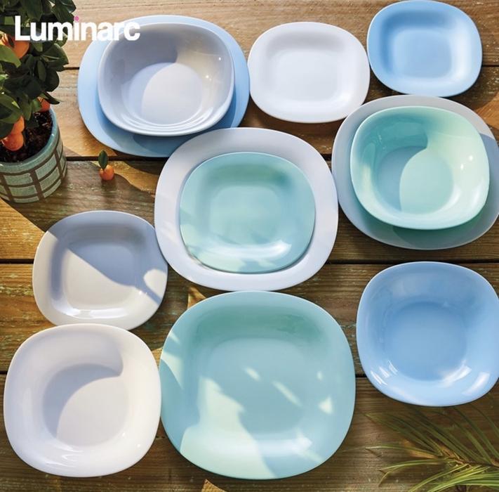 Bộ đĩa (dĩa) Luminarc Carine thủy tinh xanh ngọc 6 chi tiết, dùng lò vi sóng, máy rửa bát - CR6A