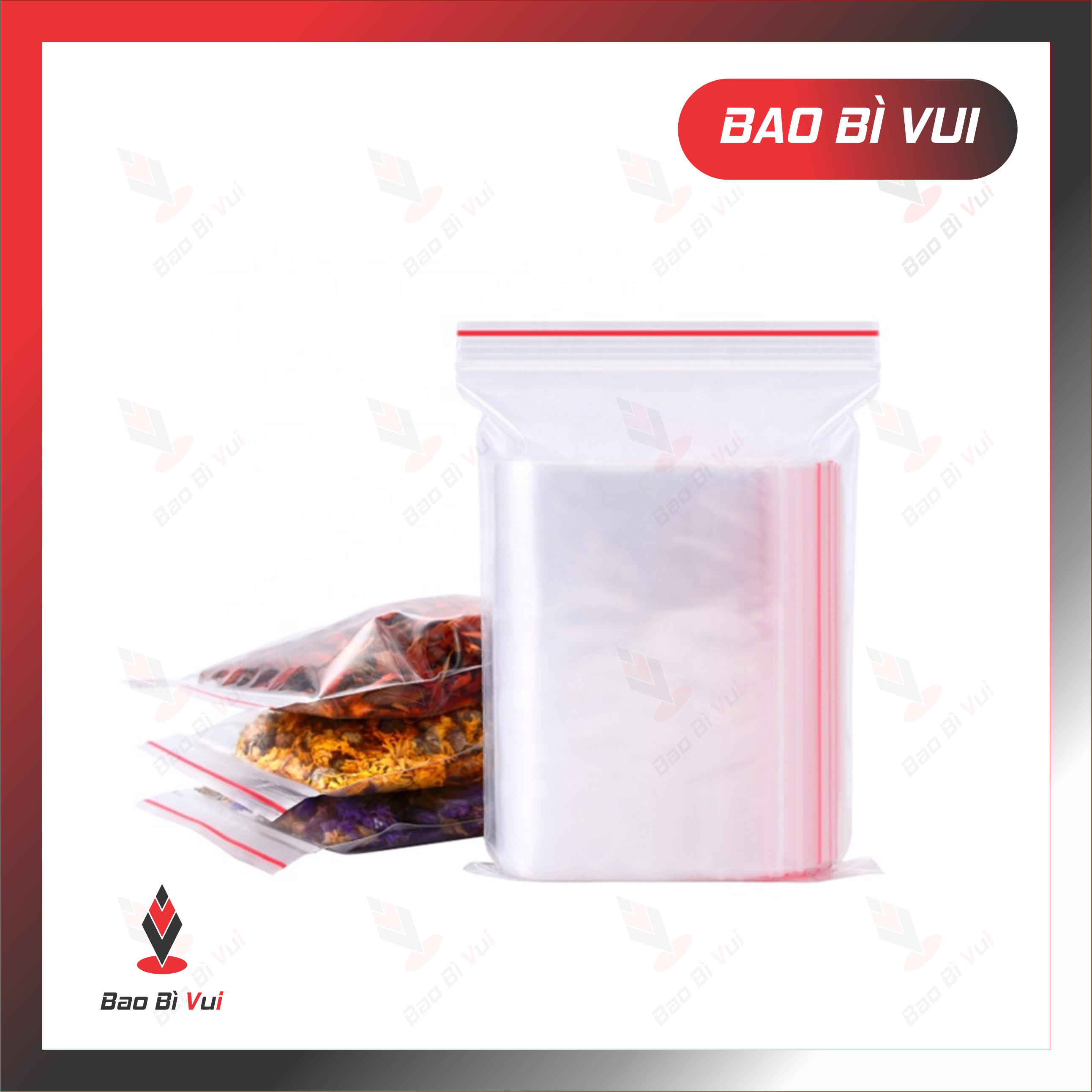 [100G] Túi Zipper Pe ( Zipper Viền Đỏ)