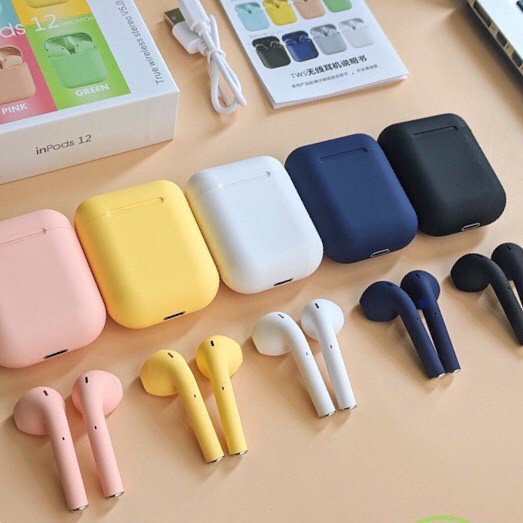 Tai nghe bluetooth không dây Inpods i12 TWS cảm ứng điều khiển, tai phone blutooth i12 cảm biến âm thanh cho Android iOS Sagopy