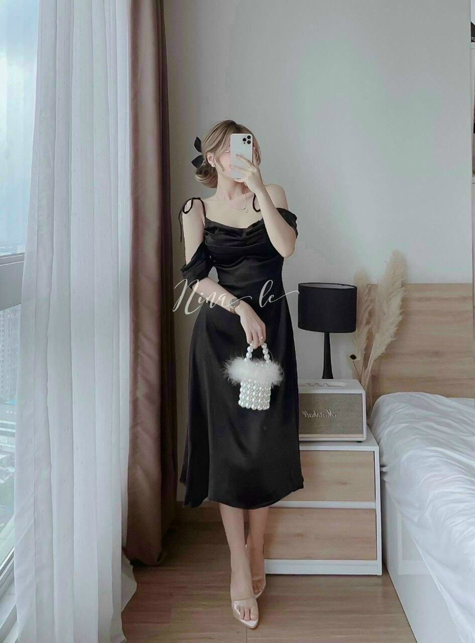 [HOÀN TIỀN MAX + FREESHIP MAX 15%] Đầm Phi Lụa 2 Dây Cột Có Mút Dáng Dài Đầm Dự Tiệc Cho Nàng 2 Màu