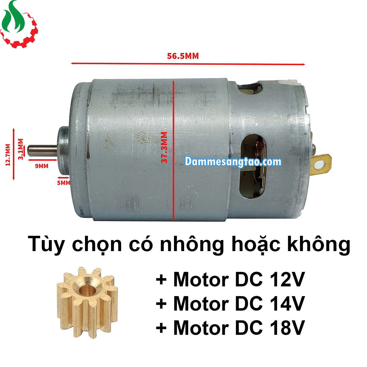 Motor dc rs 550 12v 14v 18v công suất cao