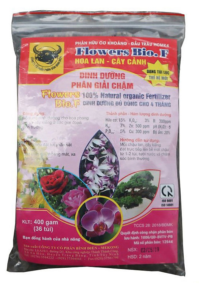 Phân hữu cơ túi lưới FLOWERs Bio.F tan chậm dạng túi chuyên cho hoa Lan và cây cảnh | Phởms Market