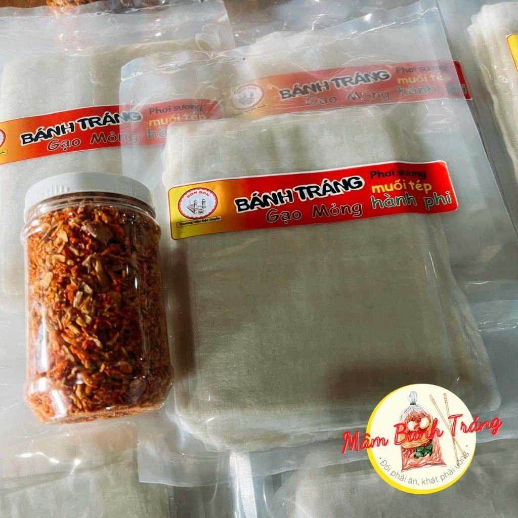 Combo bánh tráng phơi sương gạo mỏng [500g] kèm hũ muối tép hành phi Tây Ninh siêu ngon - 04100046