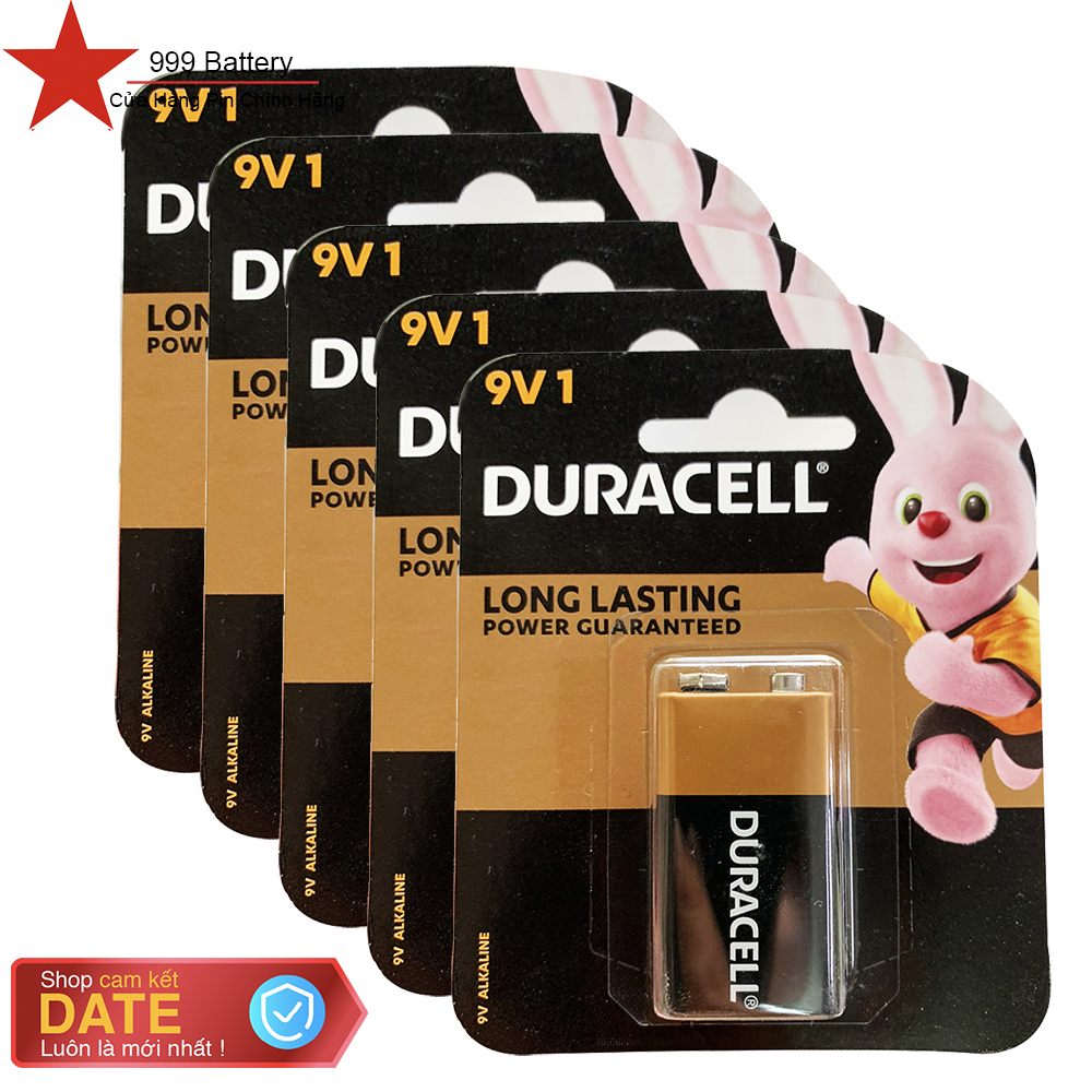 Combo 5 vỉ pin 9V, pin vuông Duracell Alkaline (1 vỉ 1 viên)
