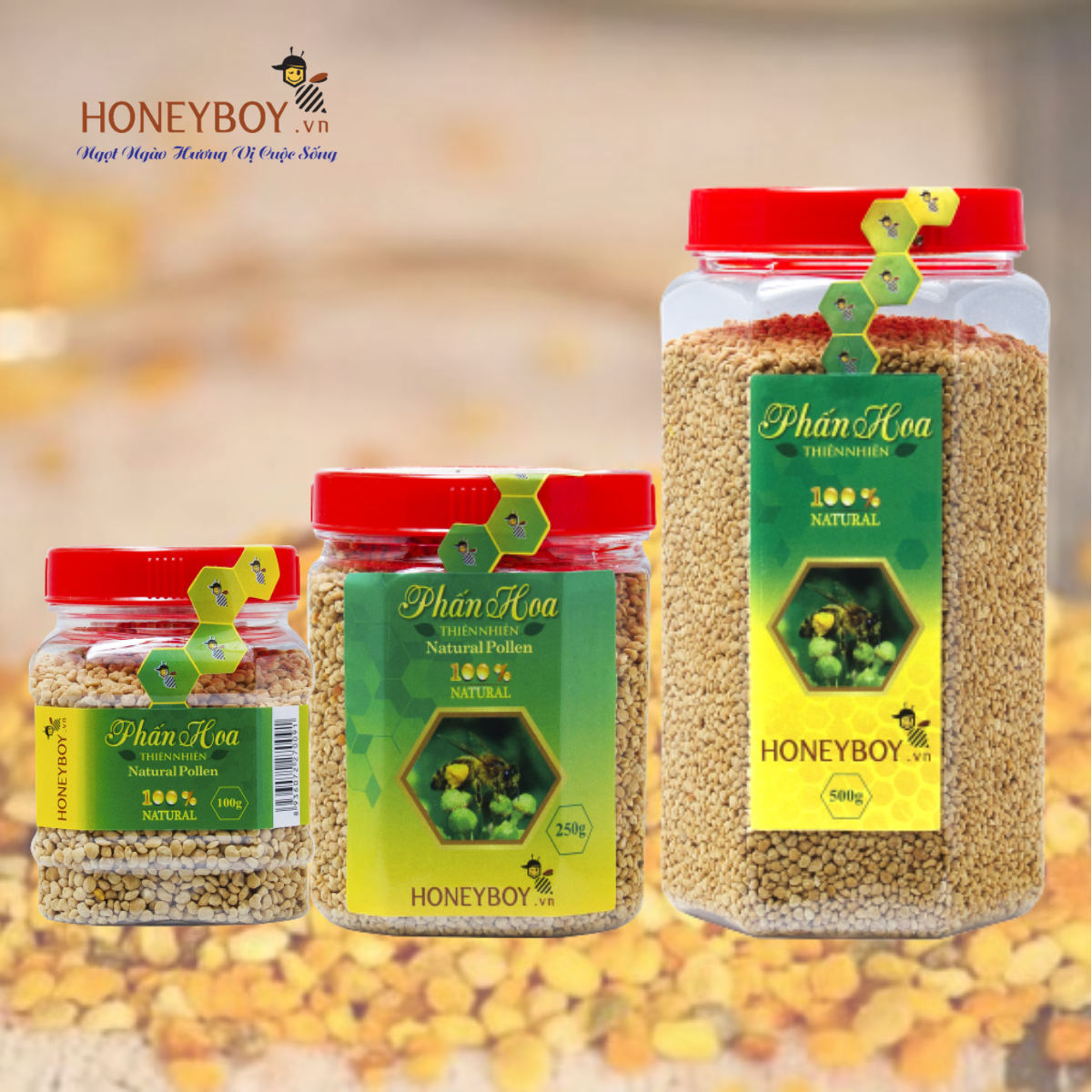 Bộ 3 Phấn hoa thiên nhiên HONEYBOY 100g
