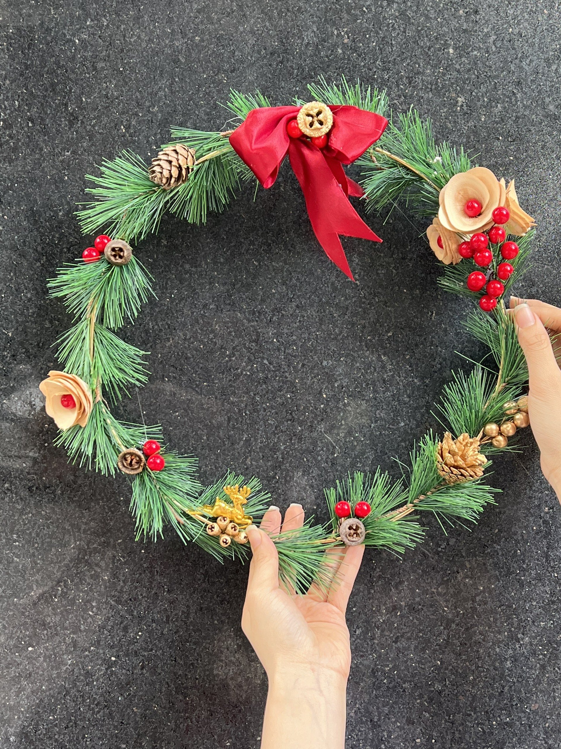 VÒNG NGUYỆT QUẾ 30CM TRANG TRÍ NOEL LUNG LINH