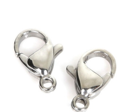 10 móc khóa càng cua inox size 9-12mm