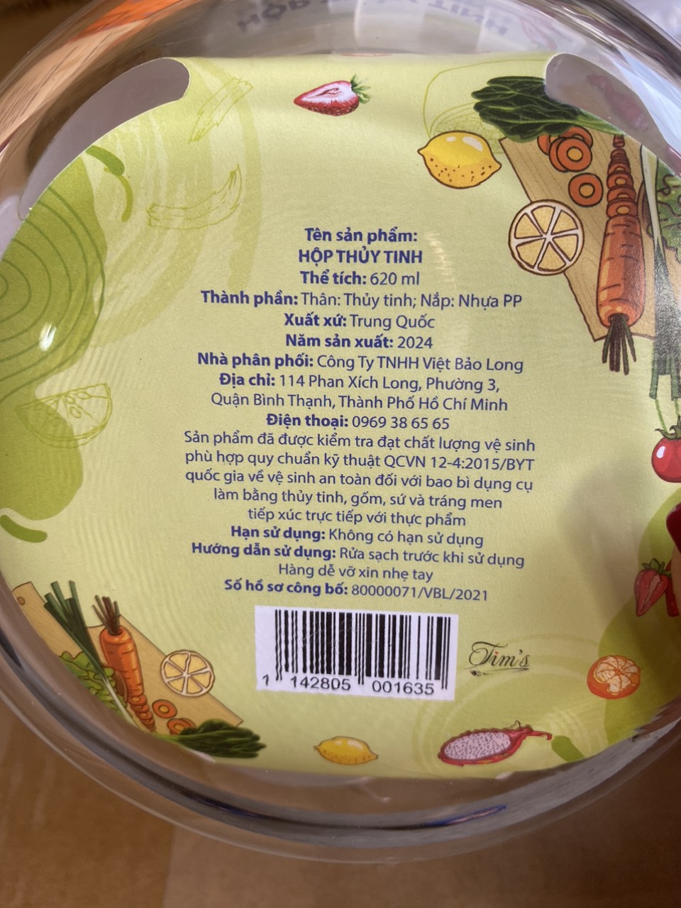 thố thủy tinh 620ml quà tặng Tim's