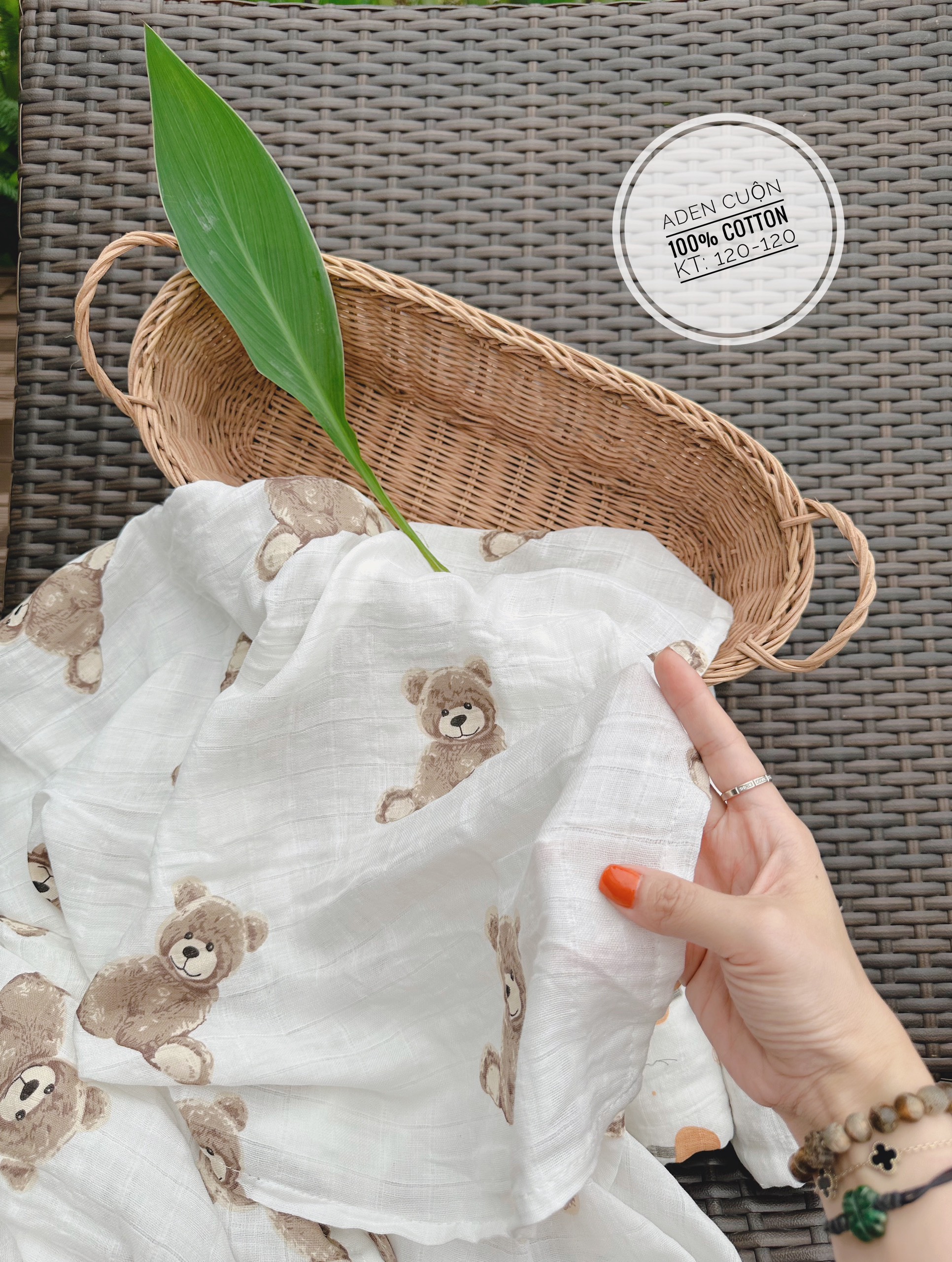 khăn xô tắm Muslin Swaddle Organic cotton