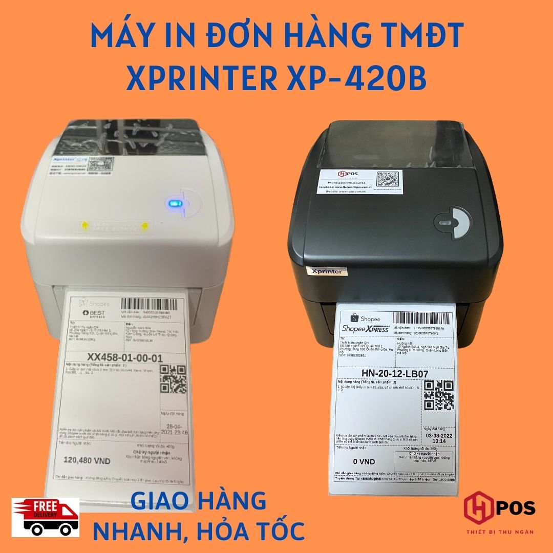 [CHÍNH HÃNG XPRINTER] Máy in đơn hàng, in tem, mã vận đơn XP-420B USB