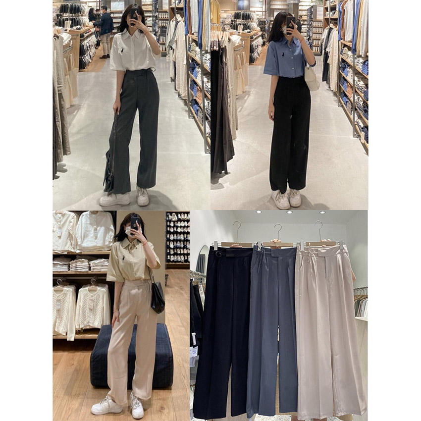 Quần tây ống rộng ulzzang thắt dây 1 bên chất ruby cao cấp